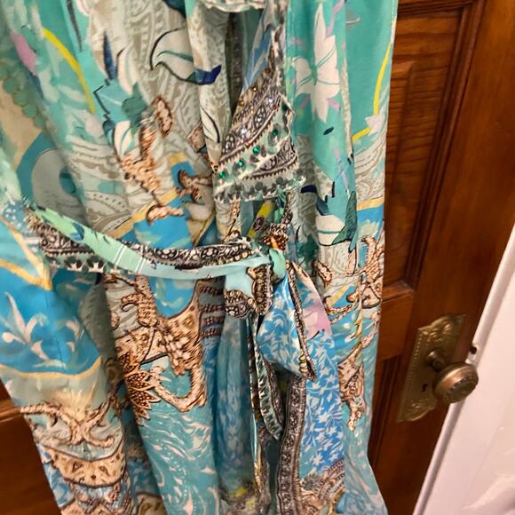 Camilla Long Wrap Dress w/ Frill Turn Back Time size XS Blue $749 NWT's - Picture 14 of 16
